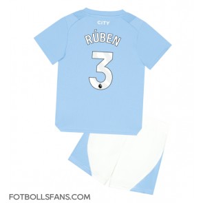 Manchester City Ruben Dias #3 Replika Hemmatröja Barn 2023-24 Kortärmad (+ Korta byxor)